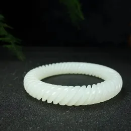 Натуральный 100 настоящий нефритовый белый нефрит -браслет круглый батончик