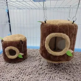 Cages Tree Stump Shape Hammock Small Animals Pet House Hamster Nest Guinea Pig Ferret Squirrel Rabbit Winter Warm Cotton Hang Beds