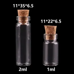 Jars wholesale 300 pieces 1ml 2ml Mini Glass Bottles with Cork Stopper Empty Spice Bottles Jars Gift Crafts Vials