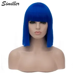 Wigs Similler Women Synthetic Short parrucche per capelli dritti bob parrucca per cosplay resistenza al calore blu rosso nero verde scuro viola