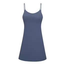 24 novos vestidos regata para ioga vestido de alça fina de tênis com almofadas no peito alta elasticidade slim fit absorvente de suor saias esportivas respiráveis para lazer ao ar livre treinamento fitness