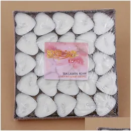 Candles Smokeless Tea Lights Round Paraffin Valentine Gift Birthday Love Romantic Candle Decoration Drop Delivery Home Garden Decor Dhwhk