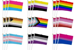 Accessori bandiera a mano personalizzata 100 pezzi 14x21 cm bandiera da sogno smp Gay Lesbiche Omosessuali Bisessuali LGBT Pride flag Bandiera arcobaleno personalizzata a mano