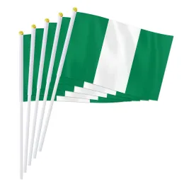 Akcesoria pterozaur 14*21cm Nigeria Hand Flag, Nigerian National Flag World African Crays Hand Hand Trzymy małą flagę machającą, 50/100pcs