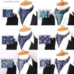 Neck Ties Neck Ties New Men Cashew Tie Wedding Formal Cravat Ascot Scrunch Self British Gentleman Polyester Soft Floral Paisley Neck Tie Gravatas Y240325