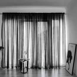 커튼 Bileehome Tulle 현대 창 커튼 거실 침실 솔리드 깎아 지른 깎아 지른듯한 voile drapes organza 스크리닝 치료 홈 장식