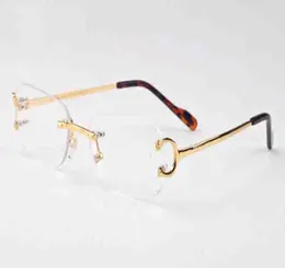 Nova moda esportes óculos de sol ambos os sexos aplicam óculos de chifre de búfalo prata ouro óculos de sol atitude lentes transparentes de metal sem moldura w1298381