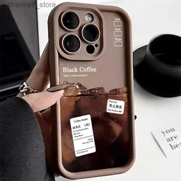 حالات الهاتف الخليوي علبة هاتف القهوة لـ iPhone 15 Pro Case for iPhone 11 12 13 14 Pro Max XR XS X 7 8 Plus SE Candy Color Color Covery Covery240325