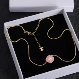 Gold Square Pendant Necklaces Designer for Women Moissanite Snake Chain Sailormoon Letters Love Choker Necklace Wedding Jewelry