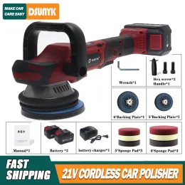 Tips 20V Trådlös bilpolermedel Dual Action Orbital Cordless Polering Hine Waxing Sealing Glaze Detail Polering Power Tool EU/Us