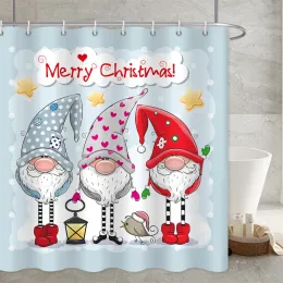 Tende Tenda da bagno Babbo Natale Albero di Natale Alce Tenda da doccia natalizia Bagno Decorazione in tessuto impermeabile in poliestere con ganci