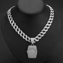 high quality luxury mens watch women niche hip-hop punk choker full diamond pendant for versatile Cuban necklace CM3N