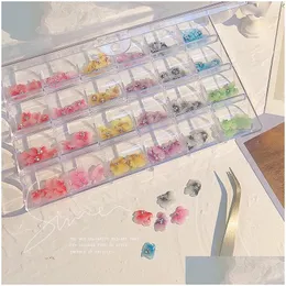 Nail Art Dekorationen 120 Stück Acryl Blume 3D Charm handgefertigt 24 Farben Strass Gänseblümchen Rosenblätter Set 120 Tropfen Lieferung Gesundheit Beau DHZ9O