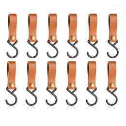 Hooks Leather Multifunctional Hook With Loop For Clothes Rail Kitchen Bathroom 12Piece