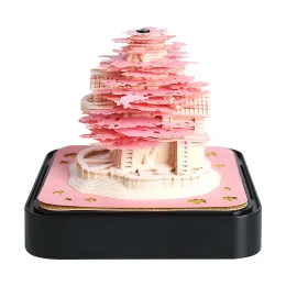 Caixas Omoshiroi Bloco 3D Notepad Mini Treehouse 3D Calendário 2024 3D Memo Pad Bloco Notas Escritórios Notas de Papel Presente de Aniversário de Natal