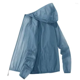 Jaquetas masculinas homens capuz de seda gelo secagem rápida impermeável ao ar livre esportes casacos windbreaker com capuz top ultra-fino malha protetor solar praia