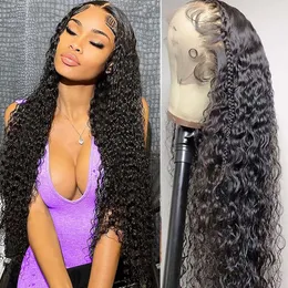 JIETAI 13X4 HD Lace Front Wigs Human Hair Pre Plucked with Baby 180% Density Brazilian Curly Wave for Black Women 9A Glueless Frontal Natural Color (26 Inch)