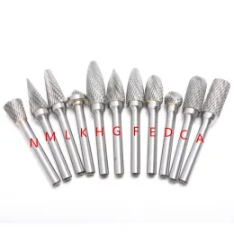 Dossiers 11pc 6mm Shank 10mm Head Tungsten Steel Milling Cutter Metal Grinding Carving Head Carbide Rotary Tool CNC Dremel Engraving