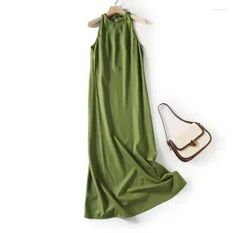 Casual Dresses YENKYE 2024 Women O Neck Sleeveless Tank Linen Long Dress Sexy Side Slit Female Vestidos