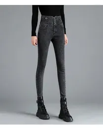 Kvinnors jeans o37 retro våren koreansk version hög midja tunn elastiska täta benbyxor kvinnor kvalitet