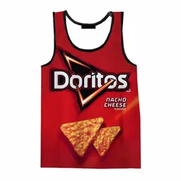 sleevel Vests Noodles Potato Chips 3D Printed Casual Fi Kids Round Neck Tops Men/ Women Summer Oversized Campaign Vest s9W5#