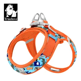 Arreios Truelove Arnês de malha com impressão floral para cães e gatos de raças pequenas e médias, ajustável para todos os climas, caminhada de verão TLH30131