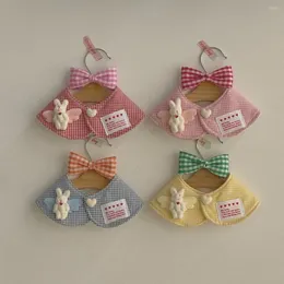 Dog Apparel INS Cute Plaid Pet Cape Cotton Cat Puppy Decorative Hair Clips Drool Towel Set Bib Decoration Accessories