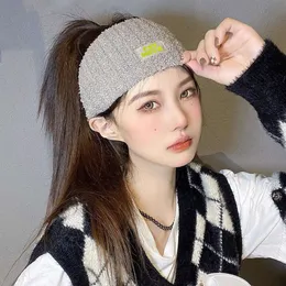 Instagram Versatile Woolen Solid Color Sports Knitted Wide Edge Headband, Korean Celebrity Same Style Headband