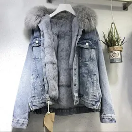 Women Denim Cost Single Breasted Button Jackets Fleece Patchwork Cardigan Pockets Outerwear Casual Warm Solid Loose Fit 240311