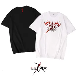 Fate Night Anime Manga Curta FGO Wu Wang Zhen De Surround Verão Casual Solto Pescoço Redondo Camiseta Top Trendy