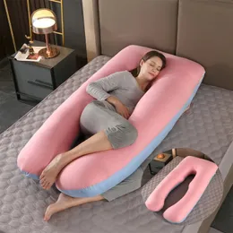 Мягкая подушка для беременных U-образная многофункциональная поясничная подушка с боковой защитой, хлопковая подушка для беременных для беременных женщин, падение 240313