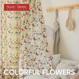 1 шт. 7080% затемняющие красочные цветы с цветочным принтом, плотные шторы в стиле кантри для гостиной, домашний декор, серия Nuan