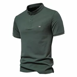 Aiopeson 100% Cott Einfarbig Herren Polos Casual Stehkragen Kurzarm Polos für Männer Hohe Qualität Polos Männlich Neue Sommer U1dL #