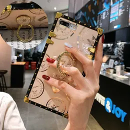 Obudowy telefonu komórkowego Luksusowy czas Time Plac Plac Fase na iPhone 14 13 20fundas 6s 7 8 Plus XR XS 12 11 15 Pro Max Coque Bling Ring Cover H240326