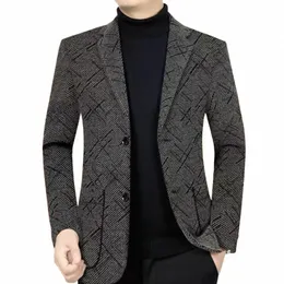 men Suit Jacket Polyester Fiber Jacket Thick Warm Cardigan Men's Jacket with Turn-down Collar for Busin for Winter F9W6#