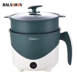 Lasapparatuur Electric Cooking Hine Nonstick Pan Multifunktionell het potten Mini Rice Cooker Singel/dubbelskikt Matlagningsapparater EU Plug