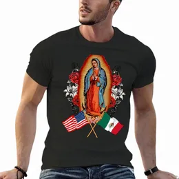 Nossa Senhora Virgen De Guadalupe Mexican American Flag T-Shirt verão top gráficos camiseta engraçada camisetas masculinas camisetas M1fy #