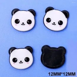 Figurine decorative Cina Testa di panda Resina planare con retro piatto Piccole dimensioni Sorriso adorabile Abbellimenti artigianali fai-da-te Accessori per la decorazione della casa