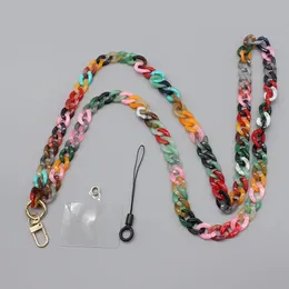 120 cm akryl telefonkedja Lanyard för kvinnor flickor färgglada antiloss mobiltelefon mobil nackband fodral smycken tillbehör 240309