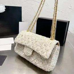 CC Bags Marca de luxo Cruz Corpo Tweed Diamante Treliça Mulheres Crossbody Bolsa Grande Capacidade Clássico Duplo Flap Bolsa Moeda Bolsa Cartão Ho Ecor