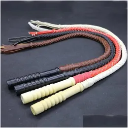 WHIPS CROPS 1 PCS Riding Corps Equestrian Training Hand Made flätad hästutrustning Läder Trähandtag Drop Delivery Sports Outdoors OT6W8