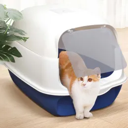 Boxes Large Capacity Fully Enclosed Cat Litter Box Spillproof Deodorant Cat Toilet TwoWay Shovel Closed Sandbox Pet Litter Box