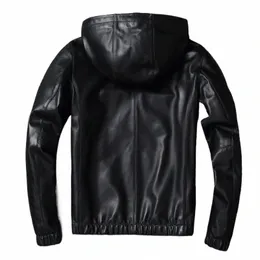 bomber Motorcycle Genuine Leather Jacket Men Pilot Sheepskin Real Leather Jacket Hooded Aviati Flight Slim Male Lambskin Coat m3wp#