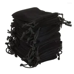 Torby do przechowywania miękkie aksamitne woreczki sznurki do biżuterii Opakowanie prezentów plecak 100 woreczków na przyjęcie ślubne czarne