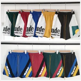 Rhude Mens Shorts Designer for Men Shums Men Cotton Summer Basketball Sports 조깅 통기성 패션 쿼터 바지 폴리 에스터 편안한 편도 A5