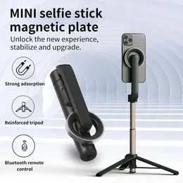 الهاتف المحمول حامل Bluetooth Selfie Stick Magnetic Handheld Camera Satilizer سطح مكتب متكامل Tiktok Live Triangle 240309