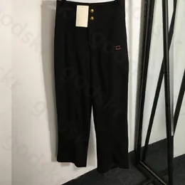 High Waisted Black Slacks Women Gold Buckle Zipper Wide Leg Pants Fashion Designer Loose Dress Pants