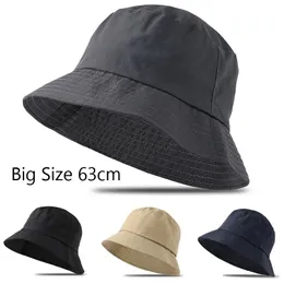 Men Plus Size Bucket Hats Big Head Man Large Size Sun Hat Women Blank Fisherman Cap Summer Sunscreen Panama 56-58cm 60-63cm 240314