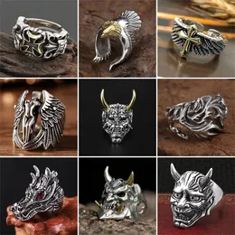 Hip-hop style trend classical gothic retro temperament alloy ring fashion design devil angel animal cross skull evil ghost charm ring Halloween gift party party