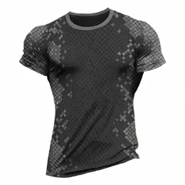 Männer Sport T-shirt Sommer Slim Kurzarm Tops Quick Dry Sweatshirt Oansatz Tägliche Kleidung Plaid Print T-stück Männlich Günstige Pullover 35xy #